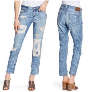 True Religion Cameron‎ Slim Boyfriend Patch Jeans Womens 29 Studded Distressed